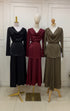 Cowl Neck Waist Rope Tie Tops With Long Skirts Sets